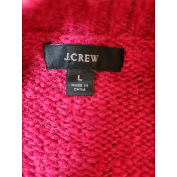 J. Crew Alpaca Wool Blend Sweater Button Shoulder Crewneck Raspberry Size Large - Picture 8 of 8